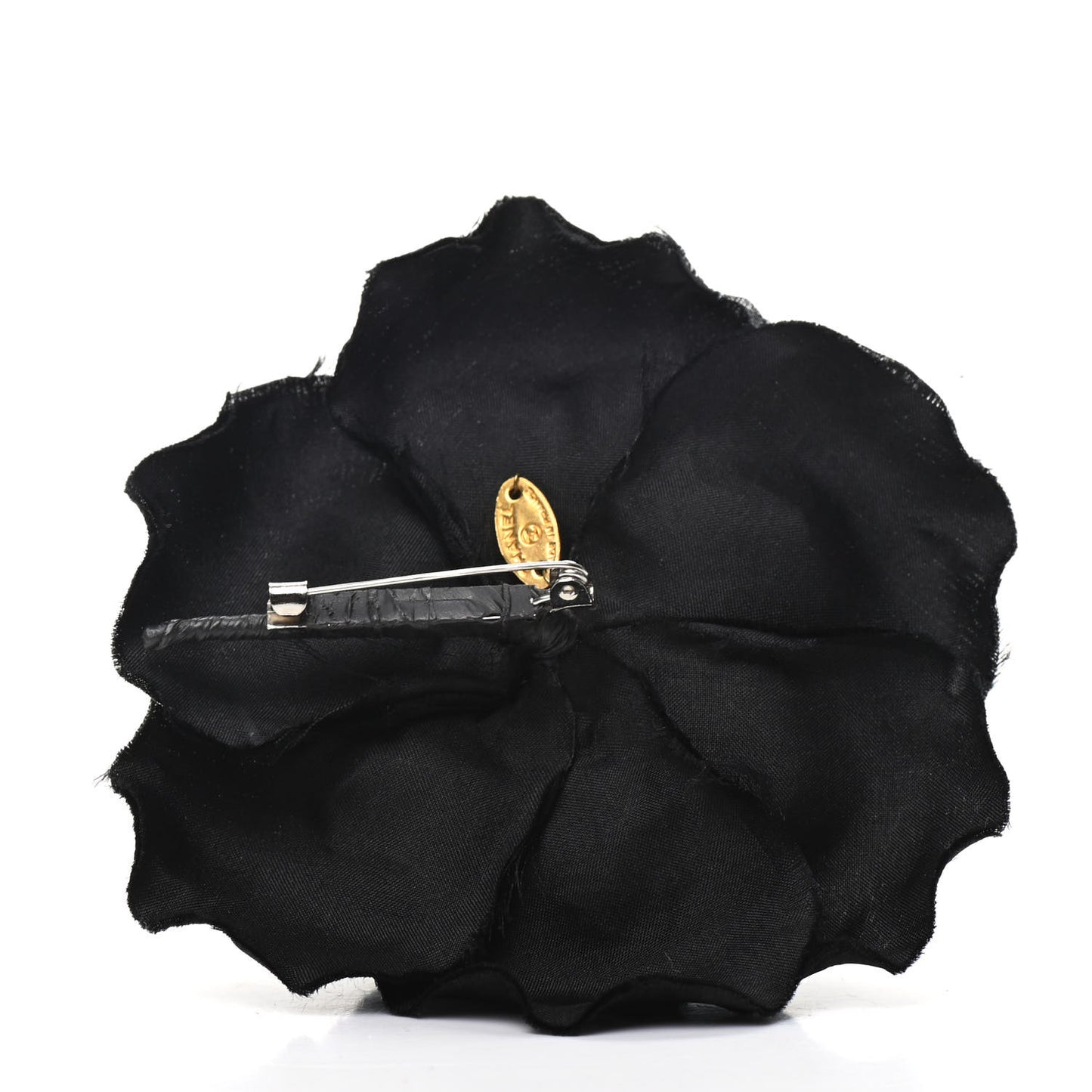 Fabric Camellia Flower Brooch Black