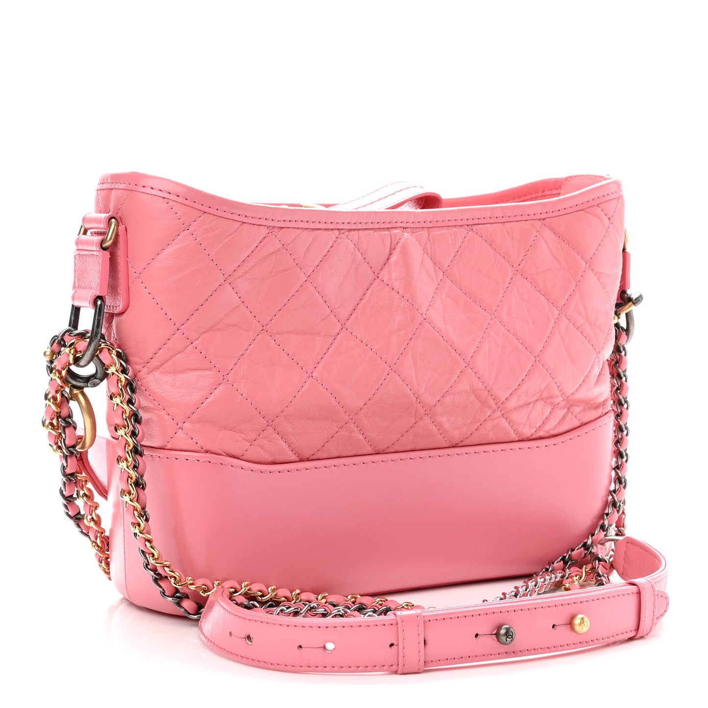 Aged Calfskin Quilted Small Gabrielle Logo Hobo Rose