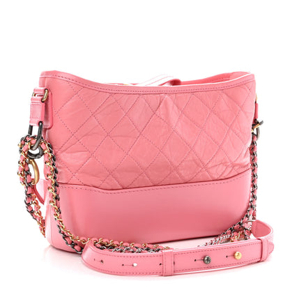Chanel Aged Calfskin Quilted Small Gabrielle Logo Hobo Rose 2 of 9