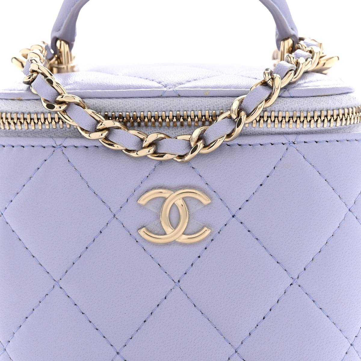 Chanel Lambskin Quilted Top Handle Mini Vanity Case With Chain Light Purple 8 of 10
