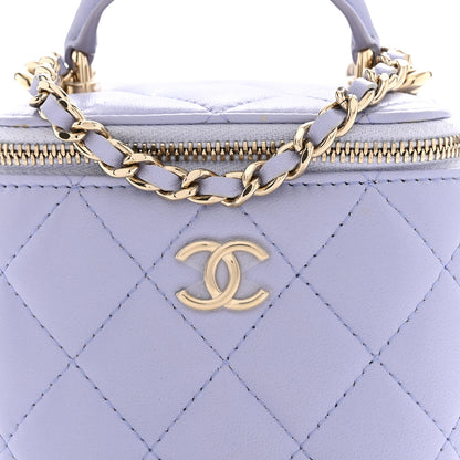 Chanel Lambskin Quilted Top Handle Mini Vanity Case With Chain Light Purple 8 of 10