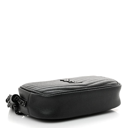 Saint Laurent Grain De Poudre Matelasse Monochrome Monogram Mini Lou Camera Bag Black 4 of 10