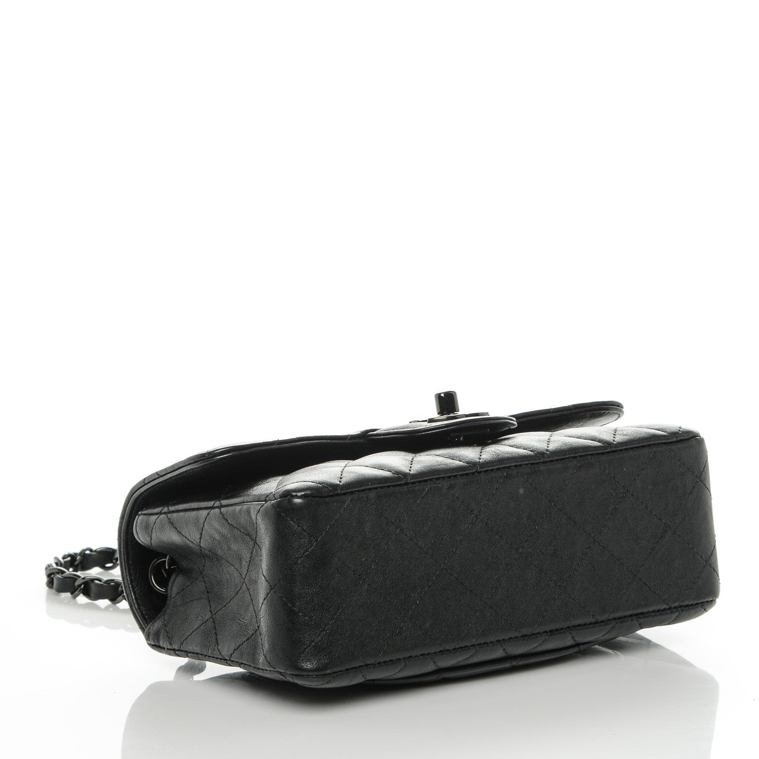 Chanel Crumpled Calfskin Quilted Mini Rectangular Flap So Black 4 of 7