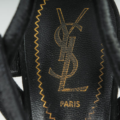 Saint Laurent Suede Pony Hair Tribute 105 Platform Sandals 37 Black 9 of 9