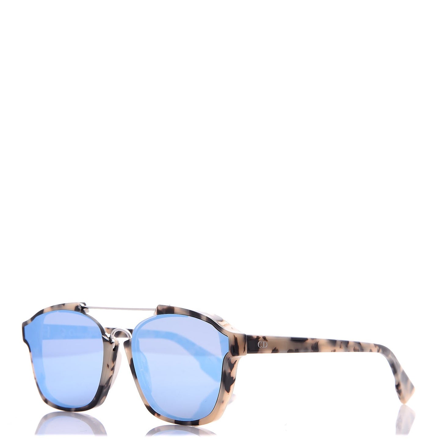 Abstract Square Mirrored Sunglasses Spotted Havana Blue