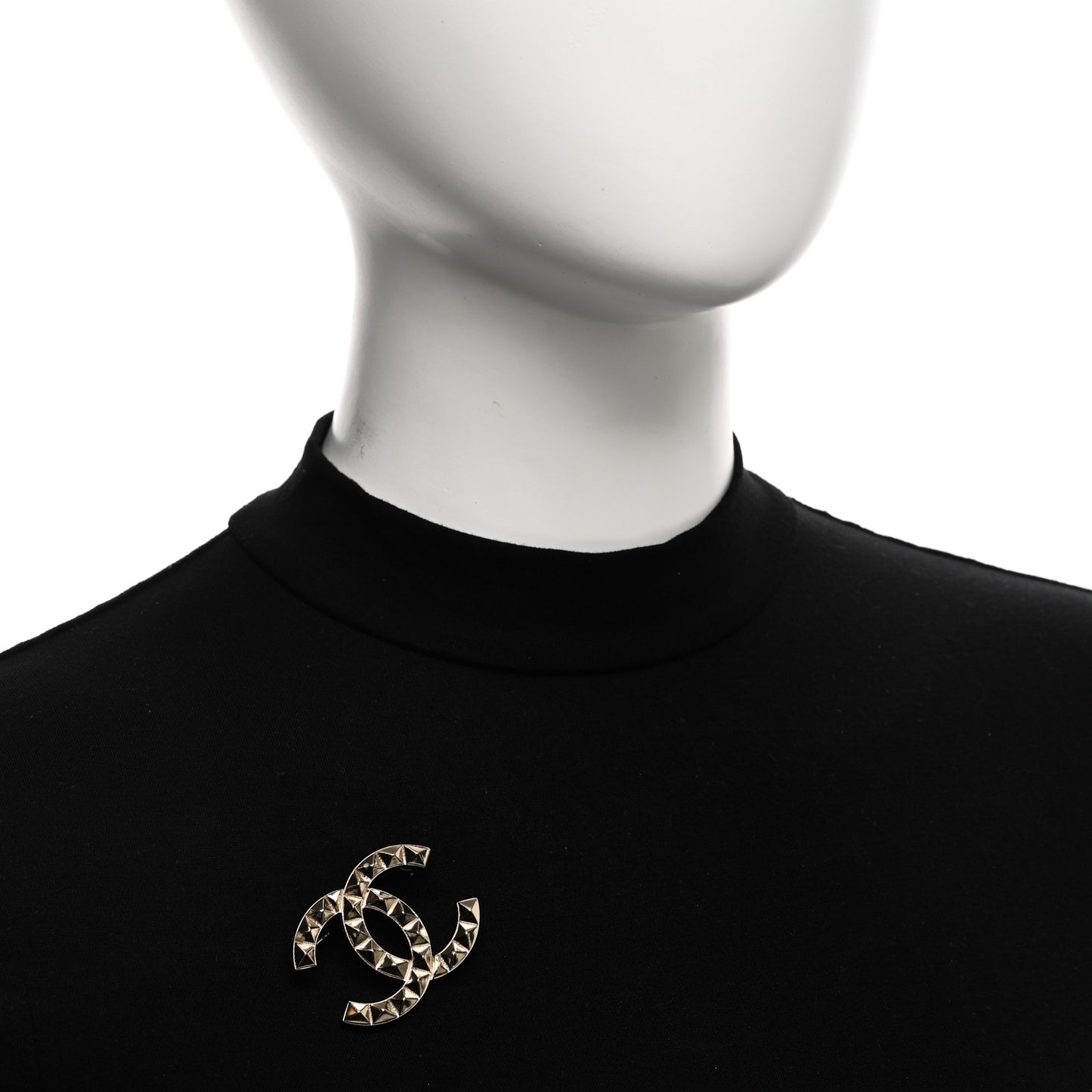 Studded CC Pin Brooch Gold