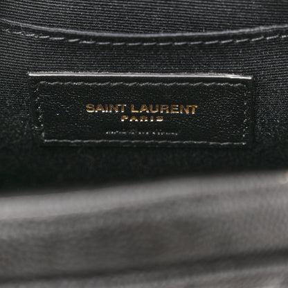 Saint Laurent Grain De Poudre Matelasse Chevron Quilted Round Vinyle Camera Bag Black 6 of 9
