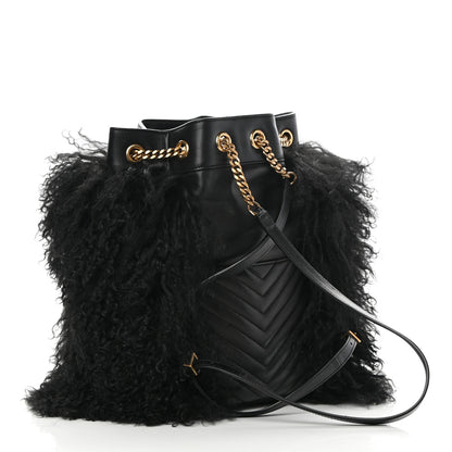 Saint Laurent Shearling Lambskin Joe Backpack Black 3 of 13