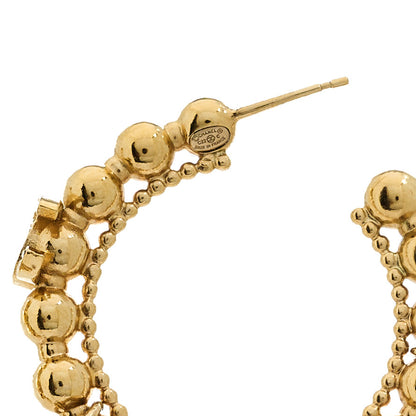 Chanel Metal Crystal Bead Chain CC Hoop Earrings Gold 4 of 4