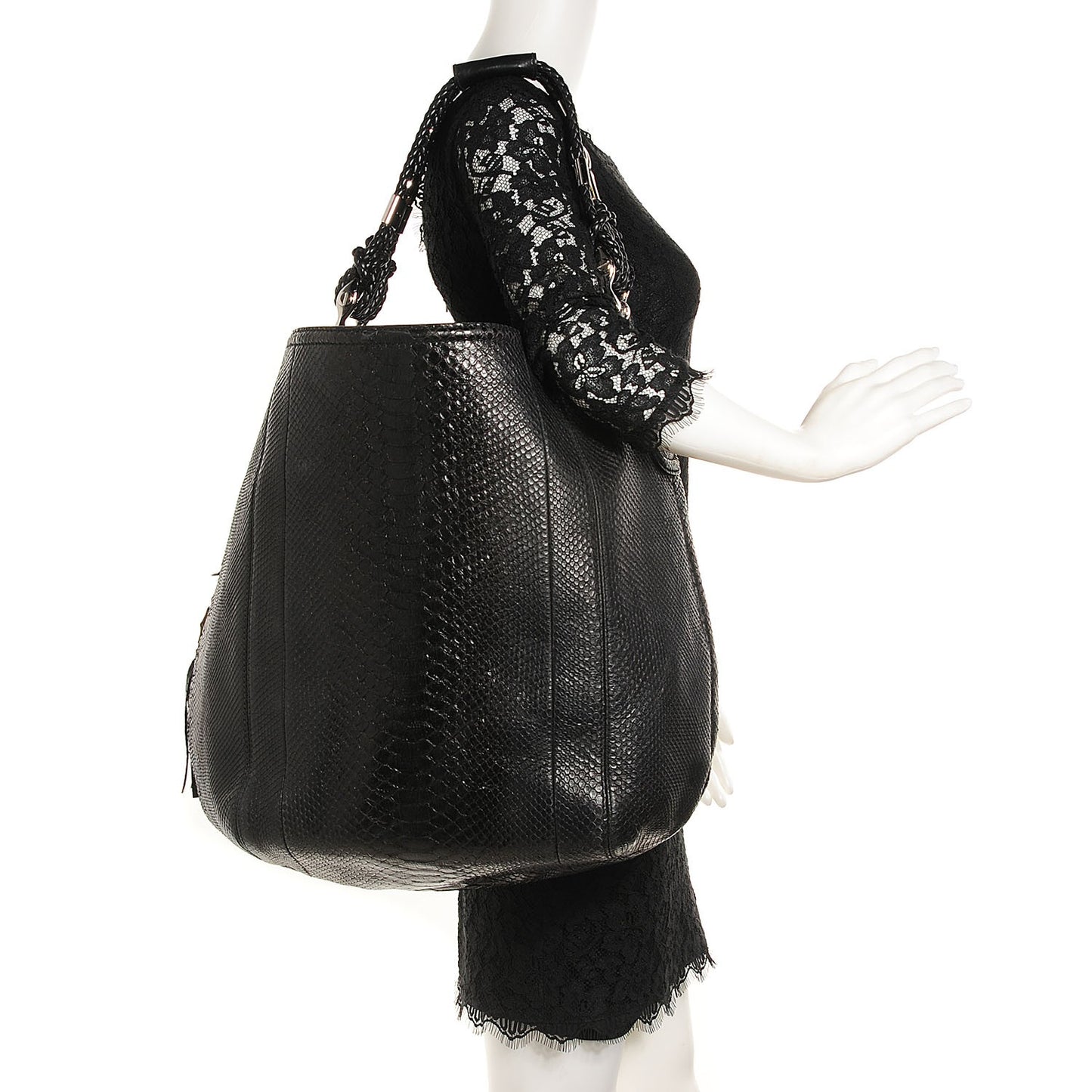 Python Techno Horsebit Large Hobo Black