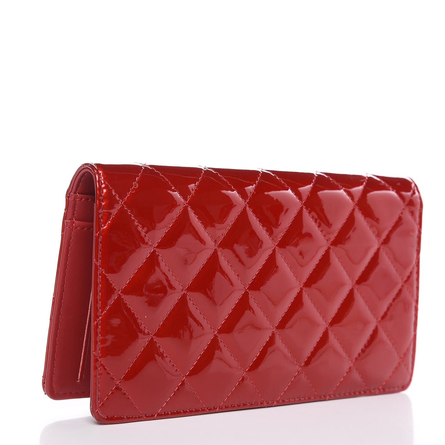 Patent Quilted Brilliant Yen Wallet Red