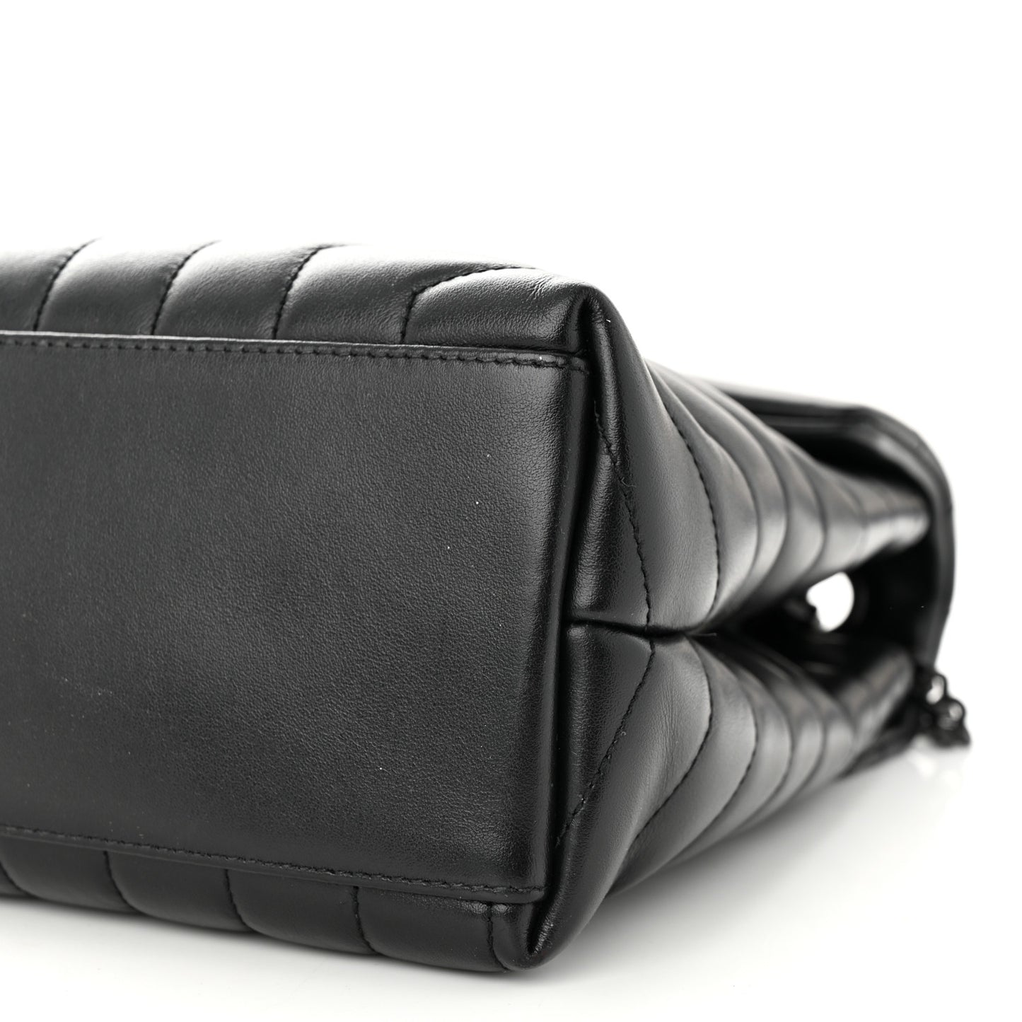 Calfskin Y Quilted Monogram Monochrome Medium Loulou Chain Satchel Black