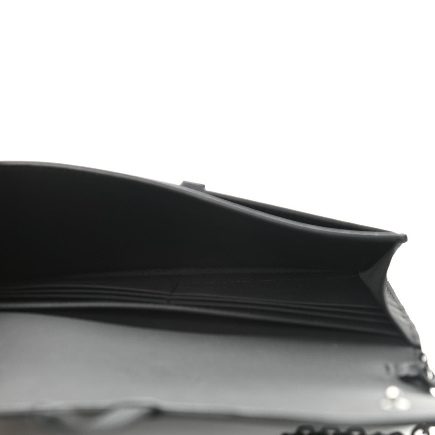 Ultra Matte Calfskin Saddle Chain Wallet Pouch Black