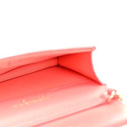 Chanel Shiny Lambskin Quilted Card Holder On Chain Pink 5 of 11