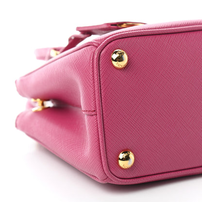 Prada Saffiano Lux Micro Galleria Double Zip Tote Fuxia 5 of 8