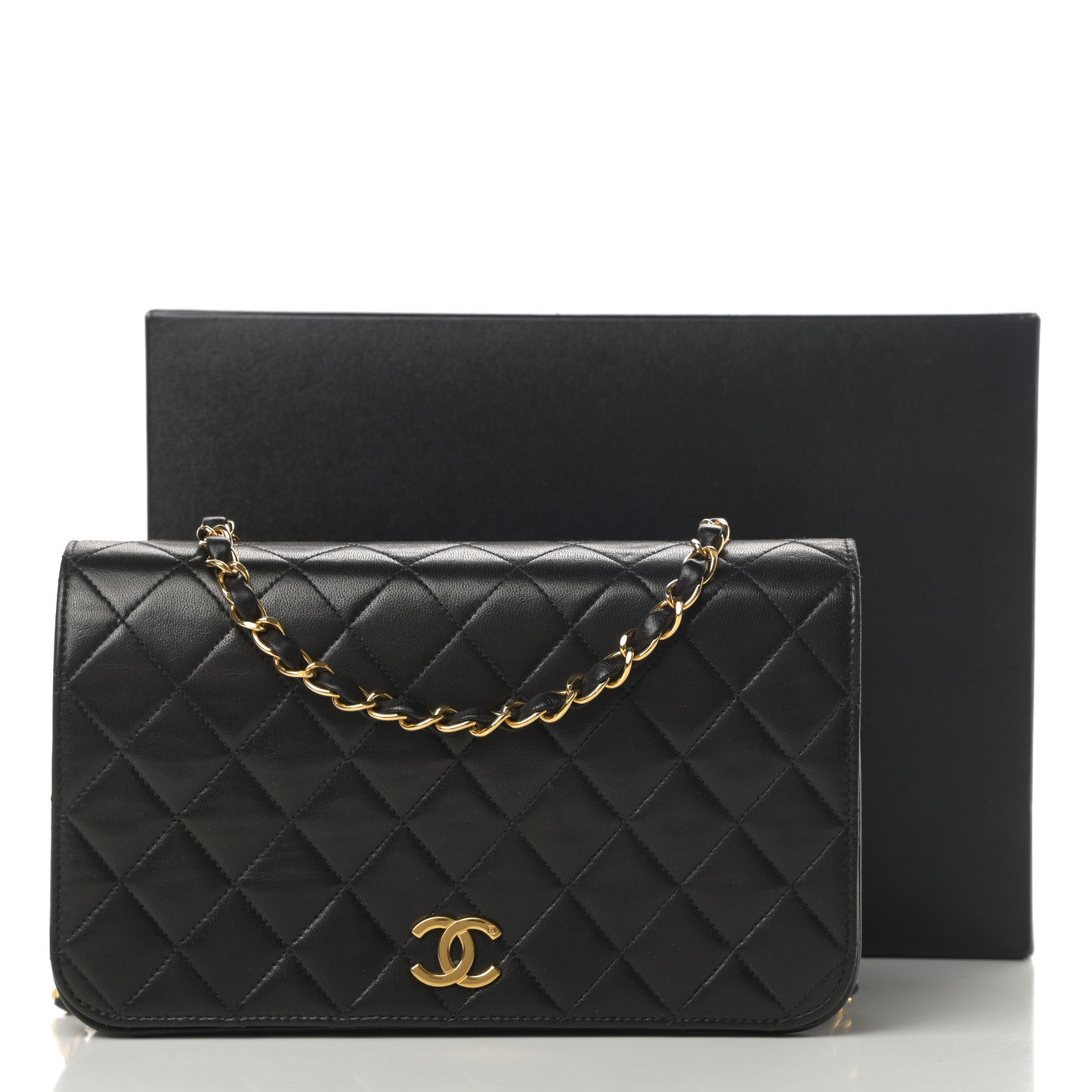 Lambskin Quilted Small Single Flap Black