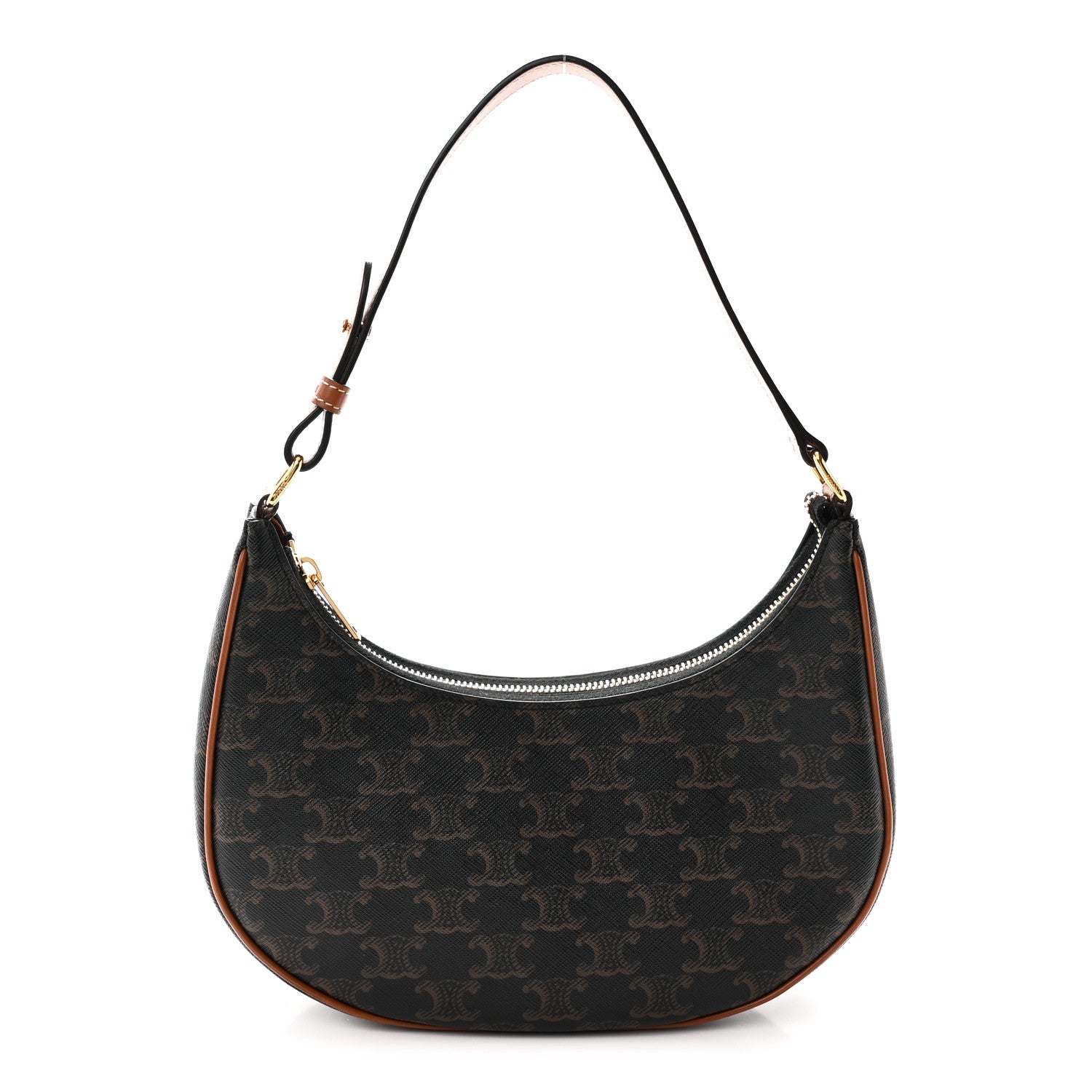 Celine Triomphe Canvas Calfskin Ava Shoulder Bag Tan 1 of 10