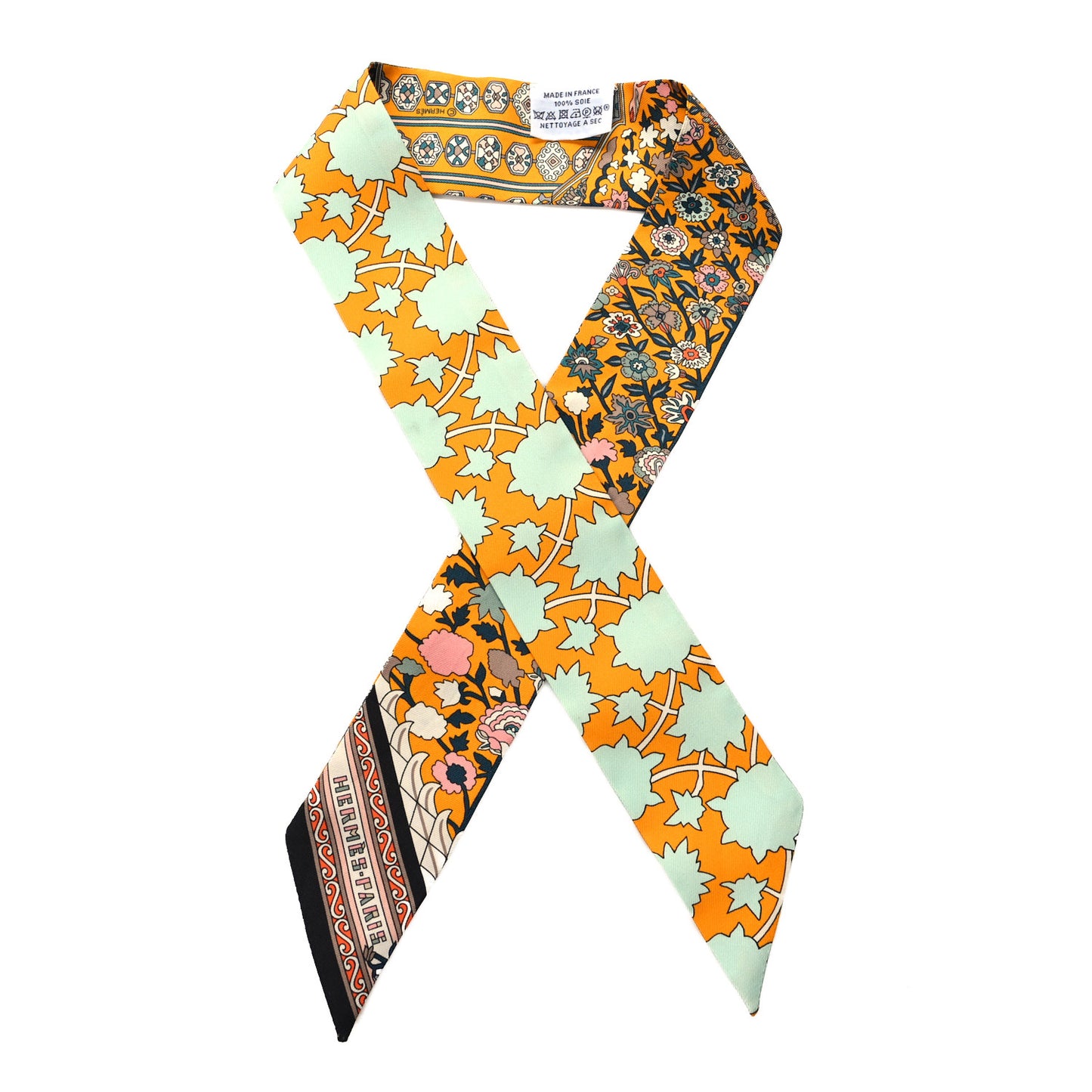 Silk Tapis Persans Twilly Jaune Aqua Rose Poudre