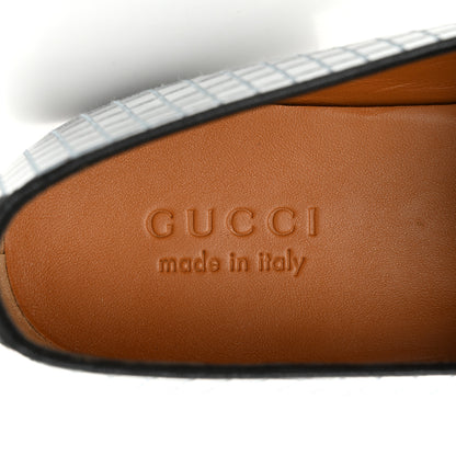 Gucci Crispy Denim Auroville Goat Mens Moccasin Loafers 9 Crispy Light Denim Black 6 of 10