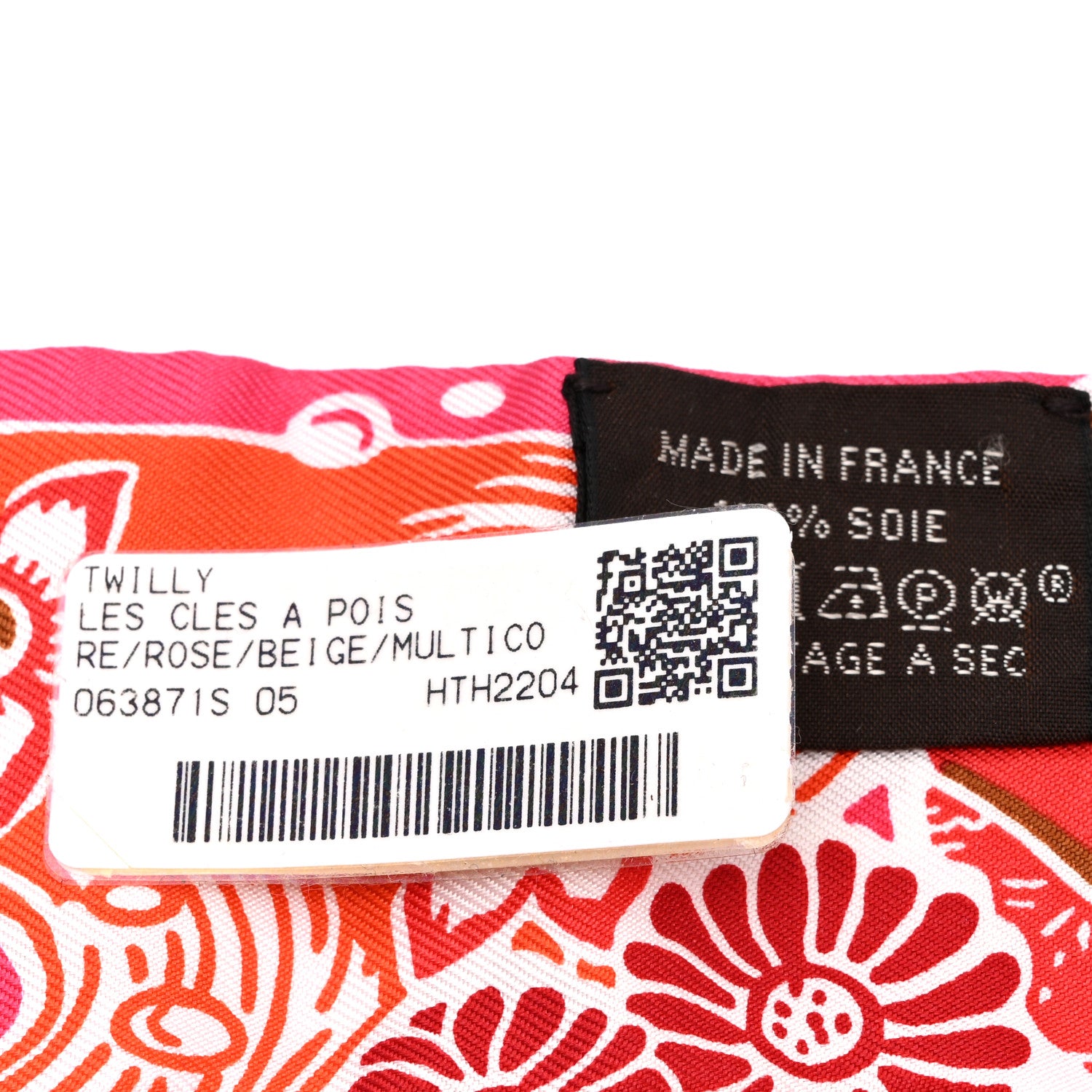 Hermes Silk Bingata Twilly Fuchsia Corail Brun 5 of 5
