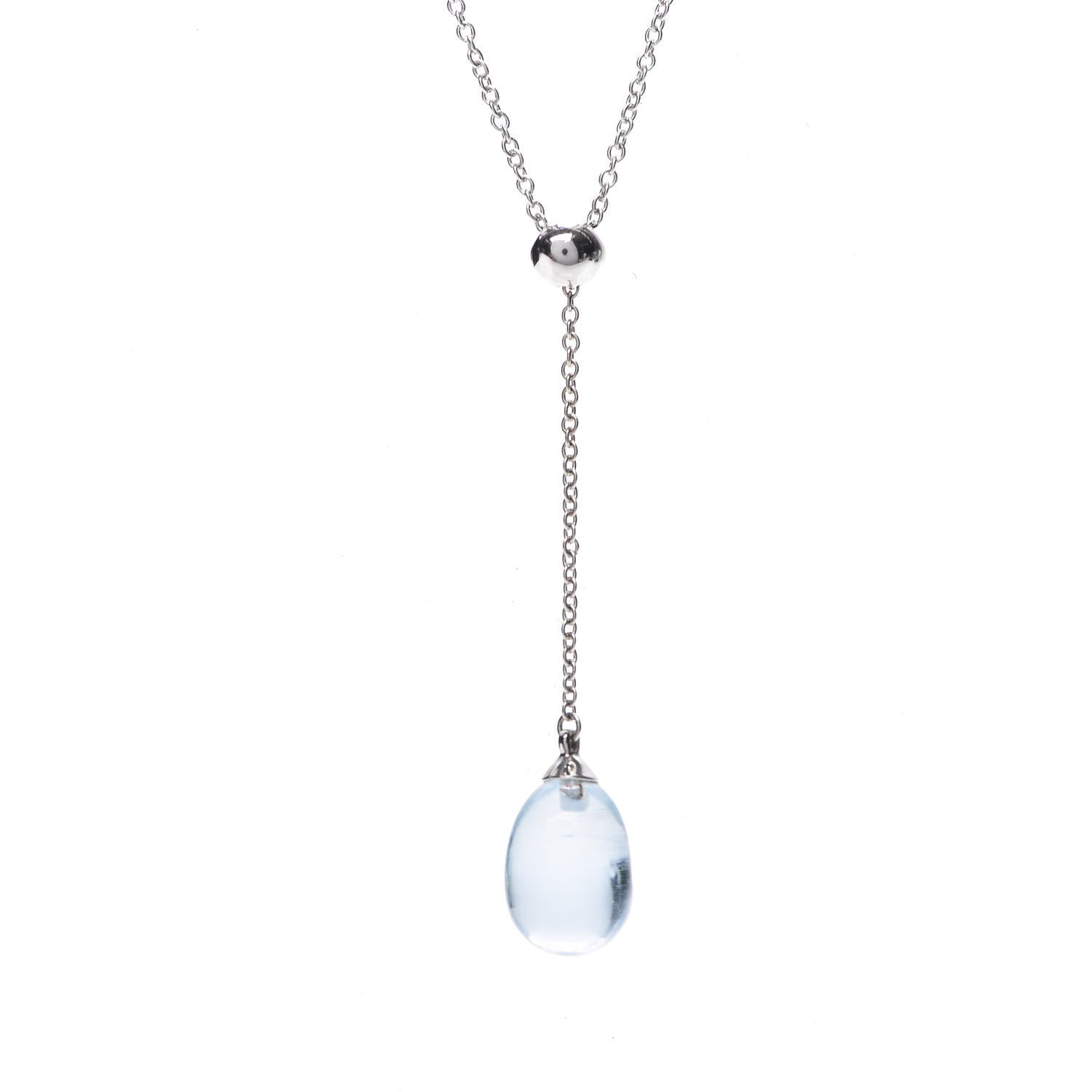 Tiffany 18K White Gold Aquamarine Rainbow Drops Pendant Necklace 5 of 5