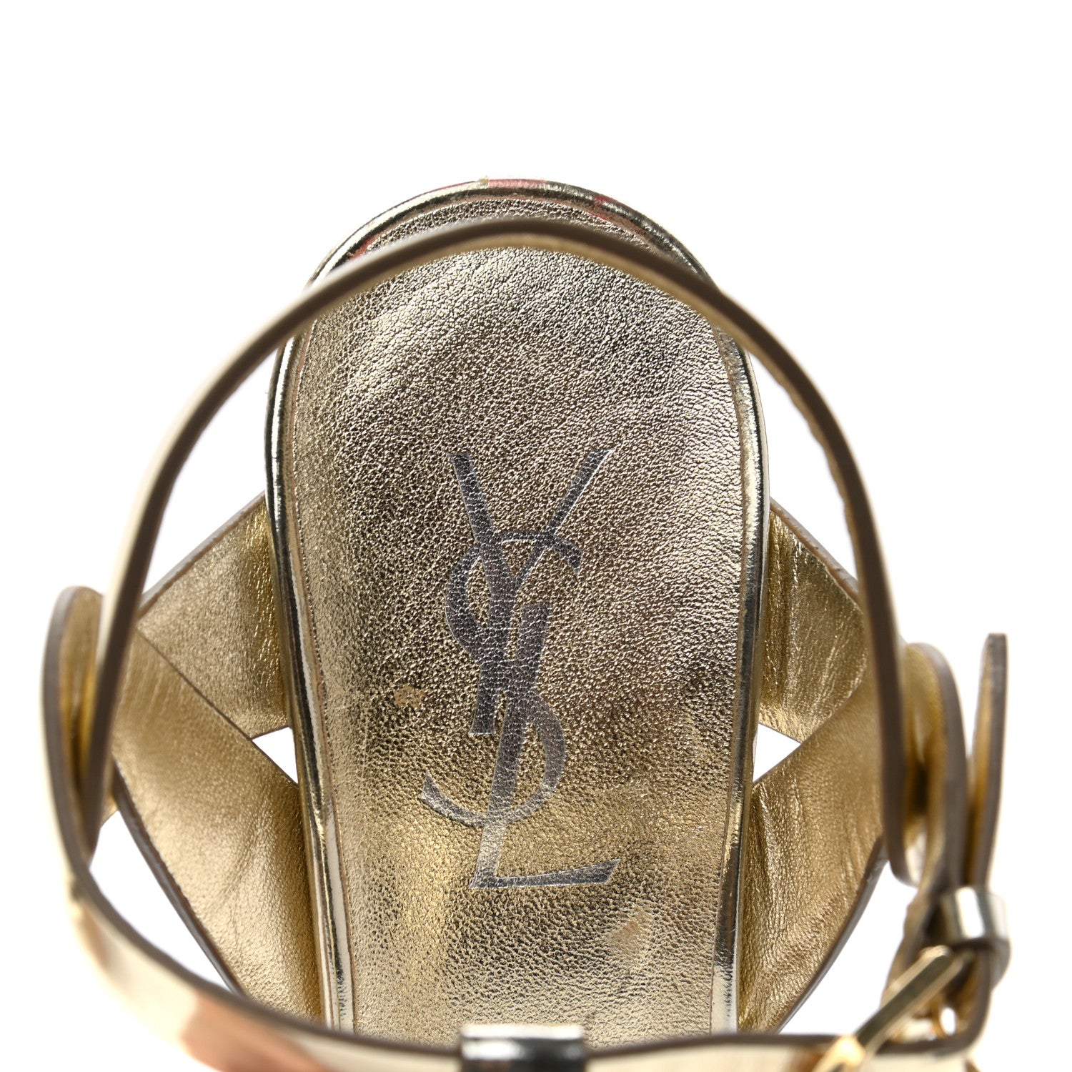Saint Laurent Metallic Calfskin Tribute 105 Platform Sandals 37 Gold 7 of 9