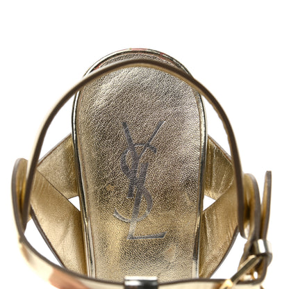 Saint Laurent Metallic Calfskin Tribute 105 Platform Sandals 37 Gold 7 of 9