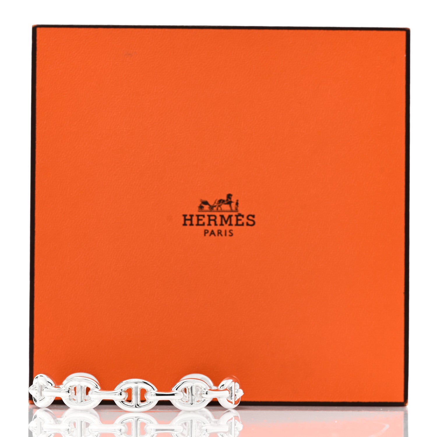 Hermes Sterling Silver MM Chaine d'Ancre Enchainee Cuff Bracelet LG 4 of 4