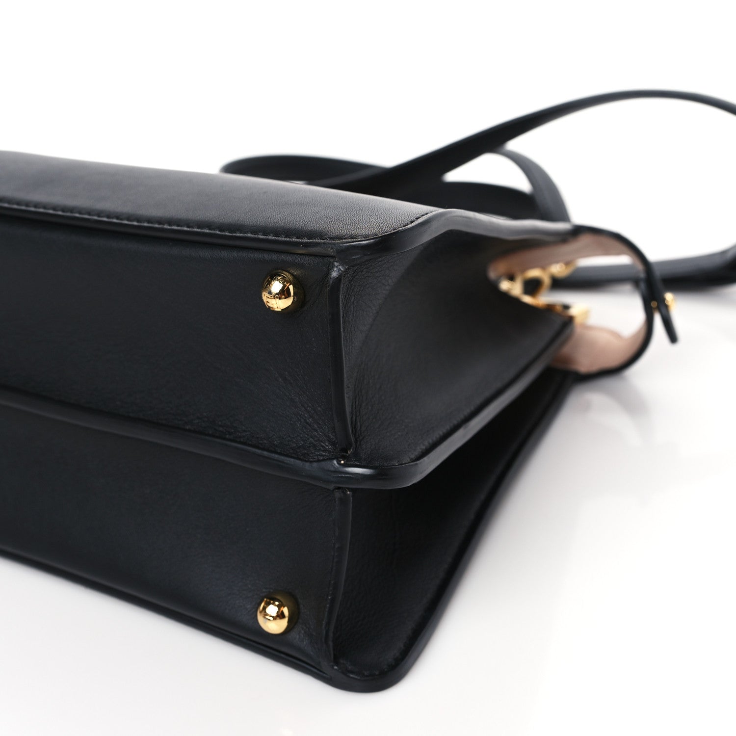 Fendi Vitello Seta Shiny Nappa Medium Peekaboo I SEE U Satchel Black Light Rose 9 of 9