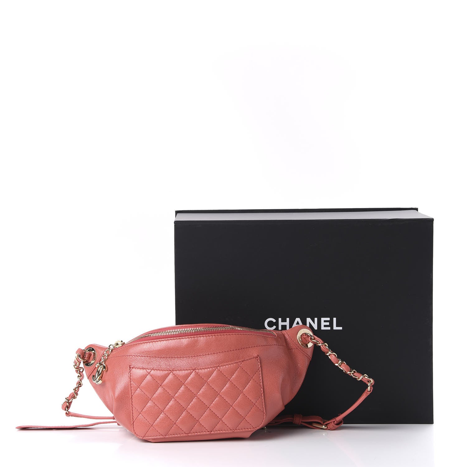 Chanel Crumpled Glazed Lambskin Quilted Waist Bag Fanny Pack Pink 11 of 11