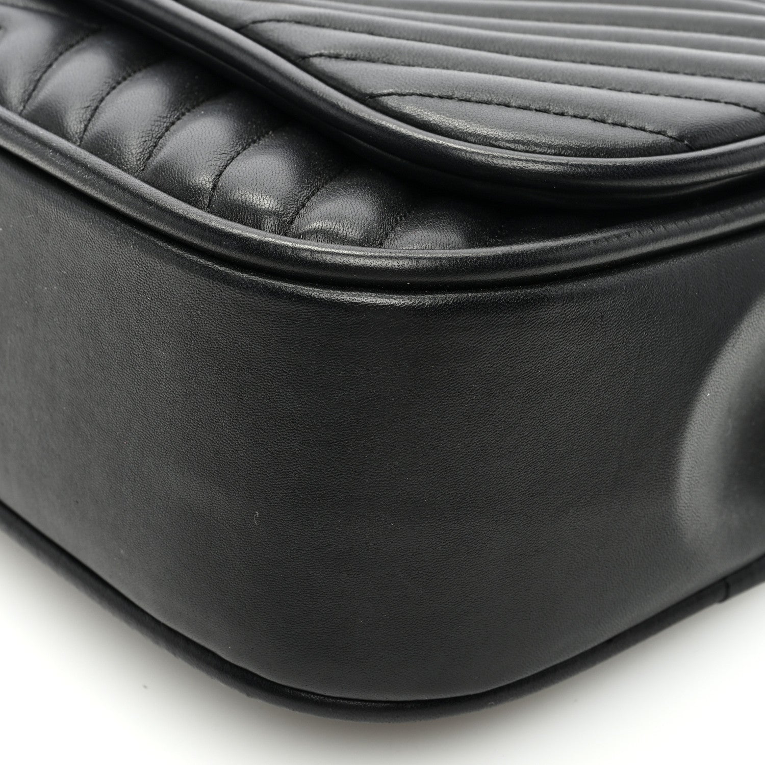 Chanel Lambskin Reverse Chevron Quilted Round Top Handle Flap Black 10 of 10