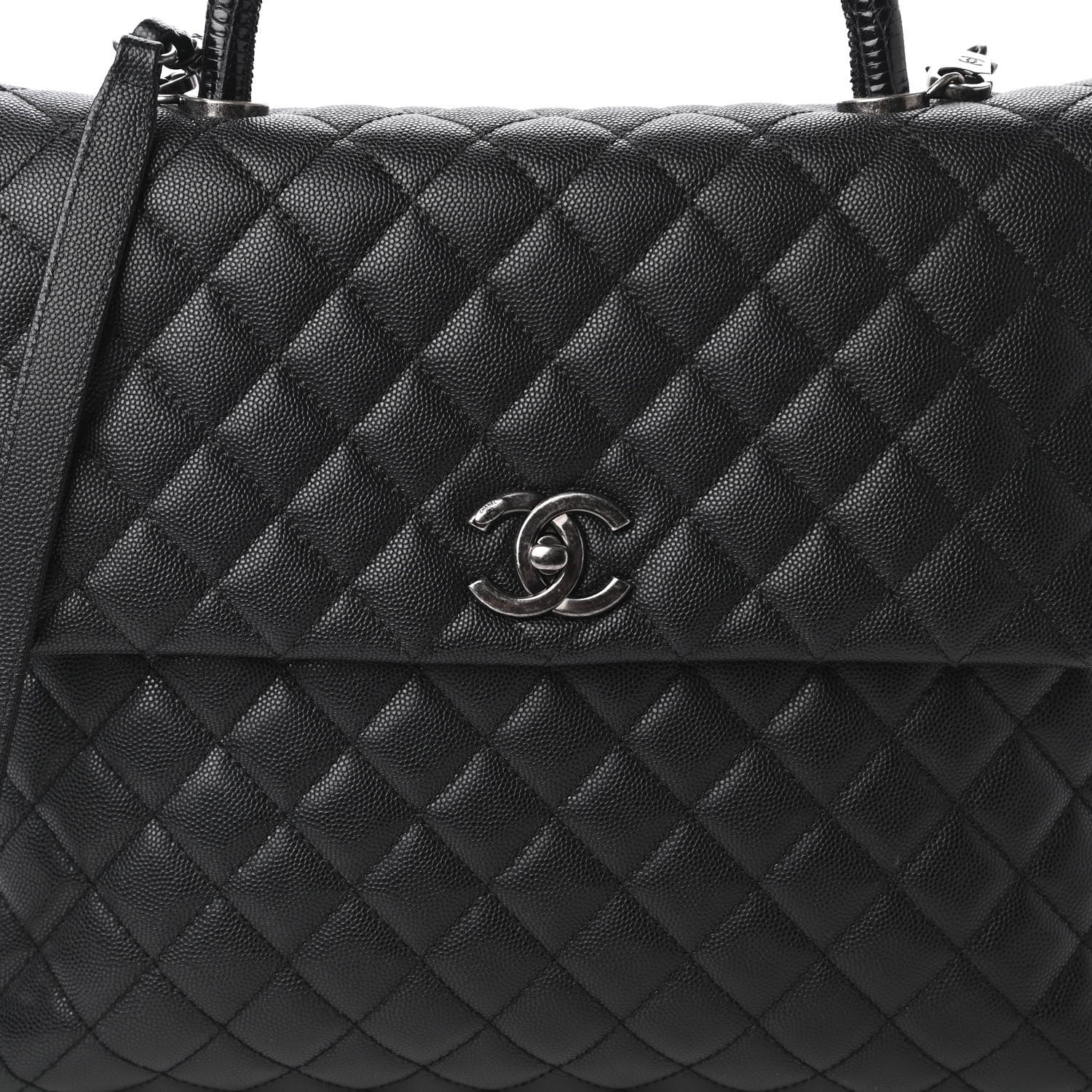 Chanel Caviar Lizard Quilted Large Coco Handle Flap Black 10 of 10