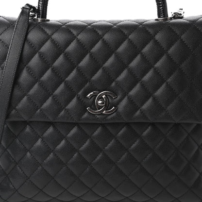 Chanel Caviar Lizard Quilted Large Coco Handle Flap Black 10 of 10