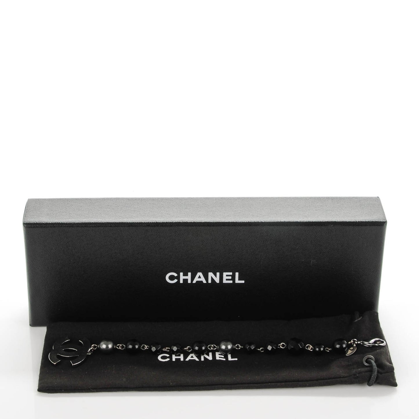 Ruthenium Bead CC Bracelet Black