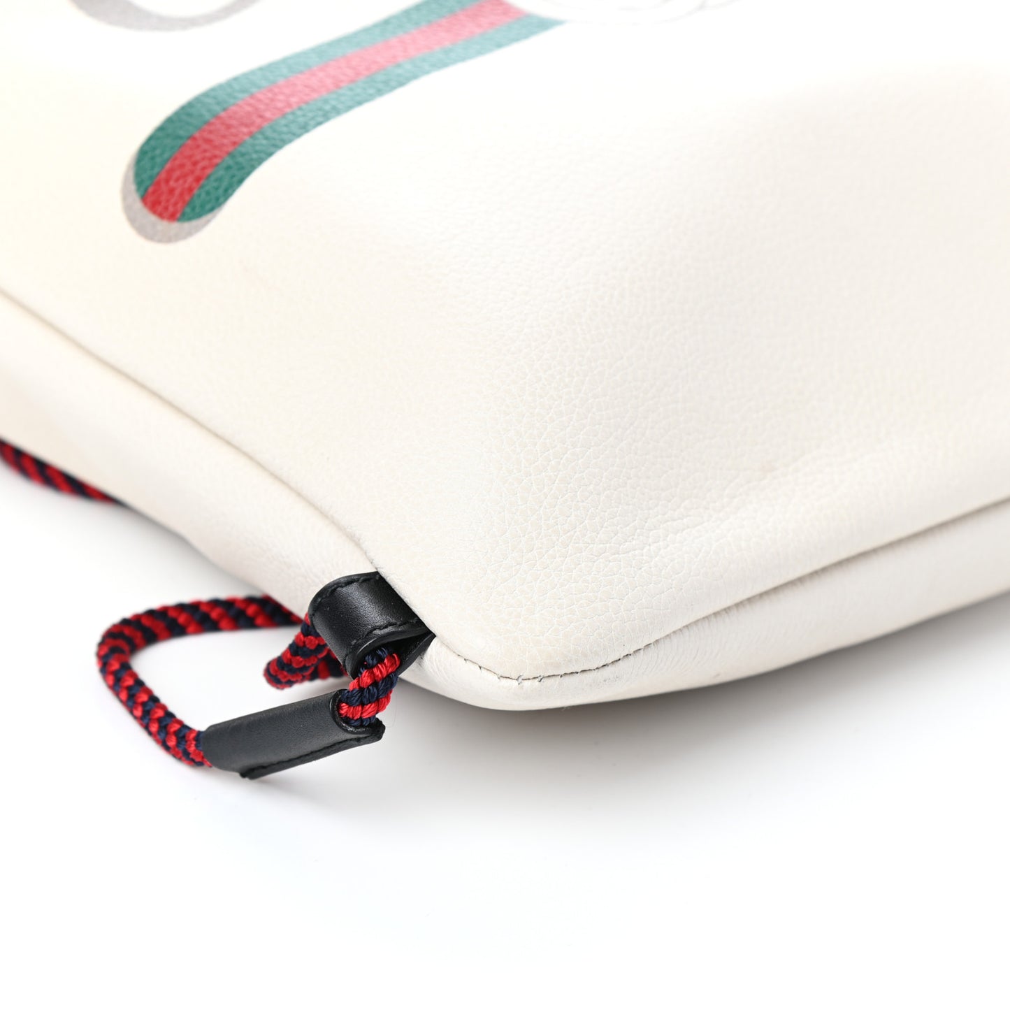 Calfskin Logo Drawstring Backpack Mystic White