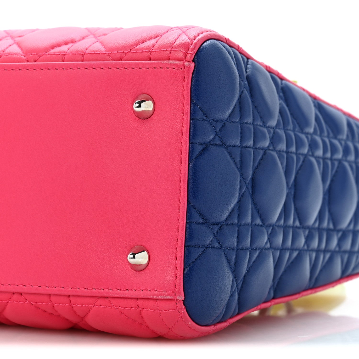 Christian Dior Lambskin Cannage Medium Tri-Color Lady Dior Pink Blue Yellow 10 of 12