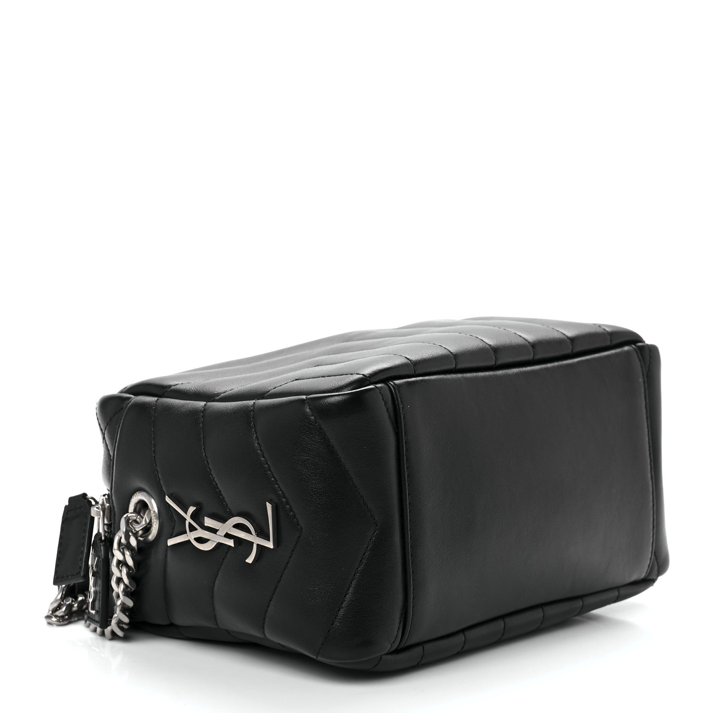 Calfskin Y Quilted Monogram Small Loulou Bowling Bag Black