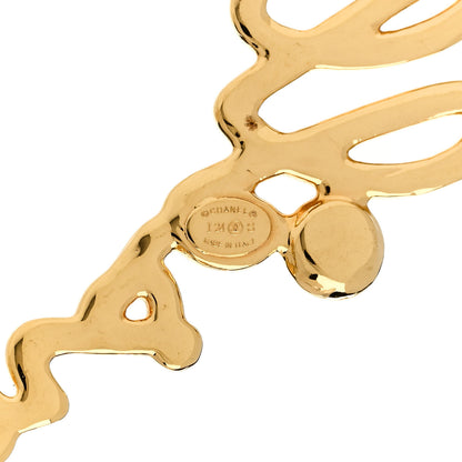 Chanel Crystal CC Script Hoop Earrings Gold 4 of 4