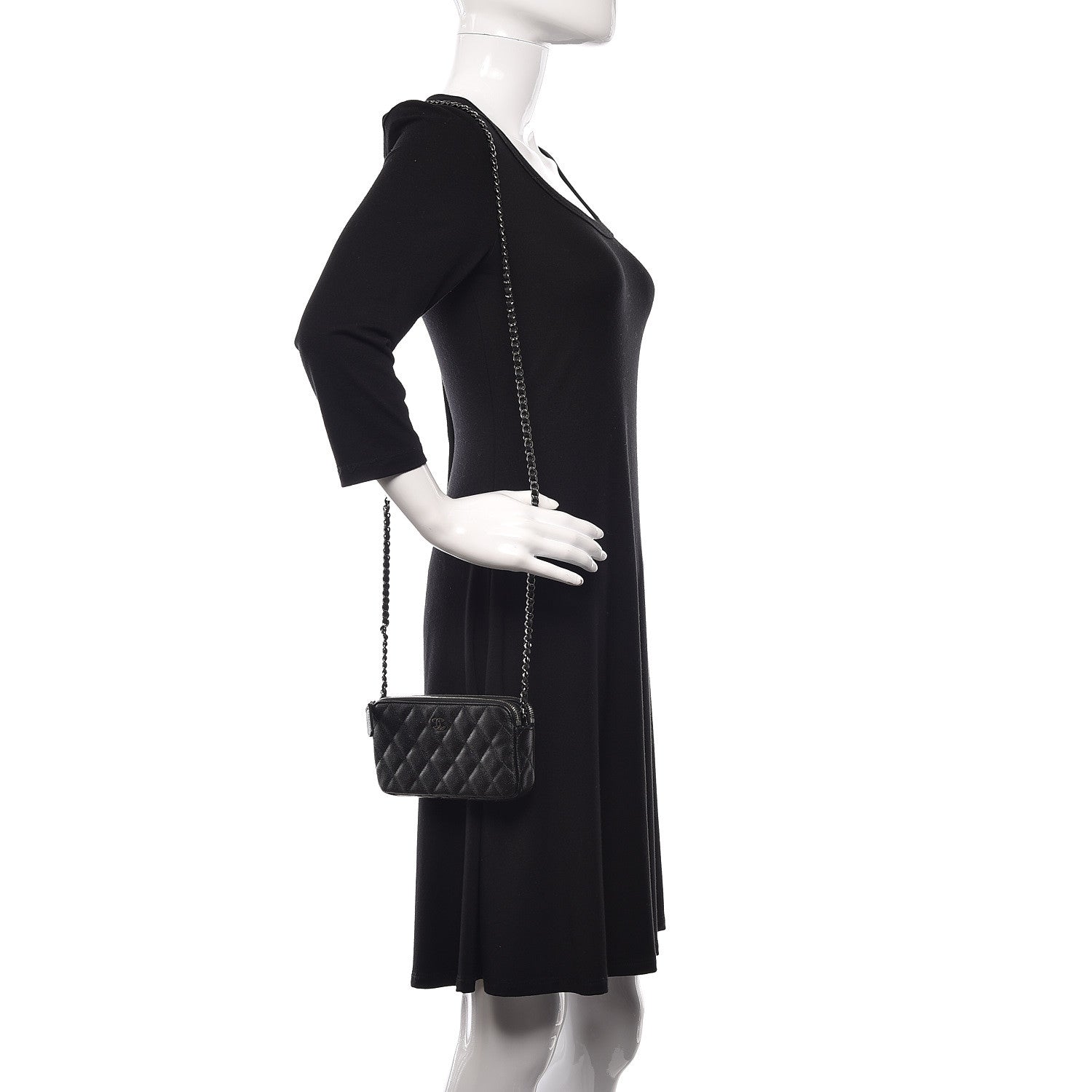 Chanel Iridescent Caviar Quilted Clutch With Chain Black 2 of 12