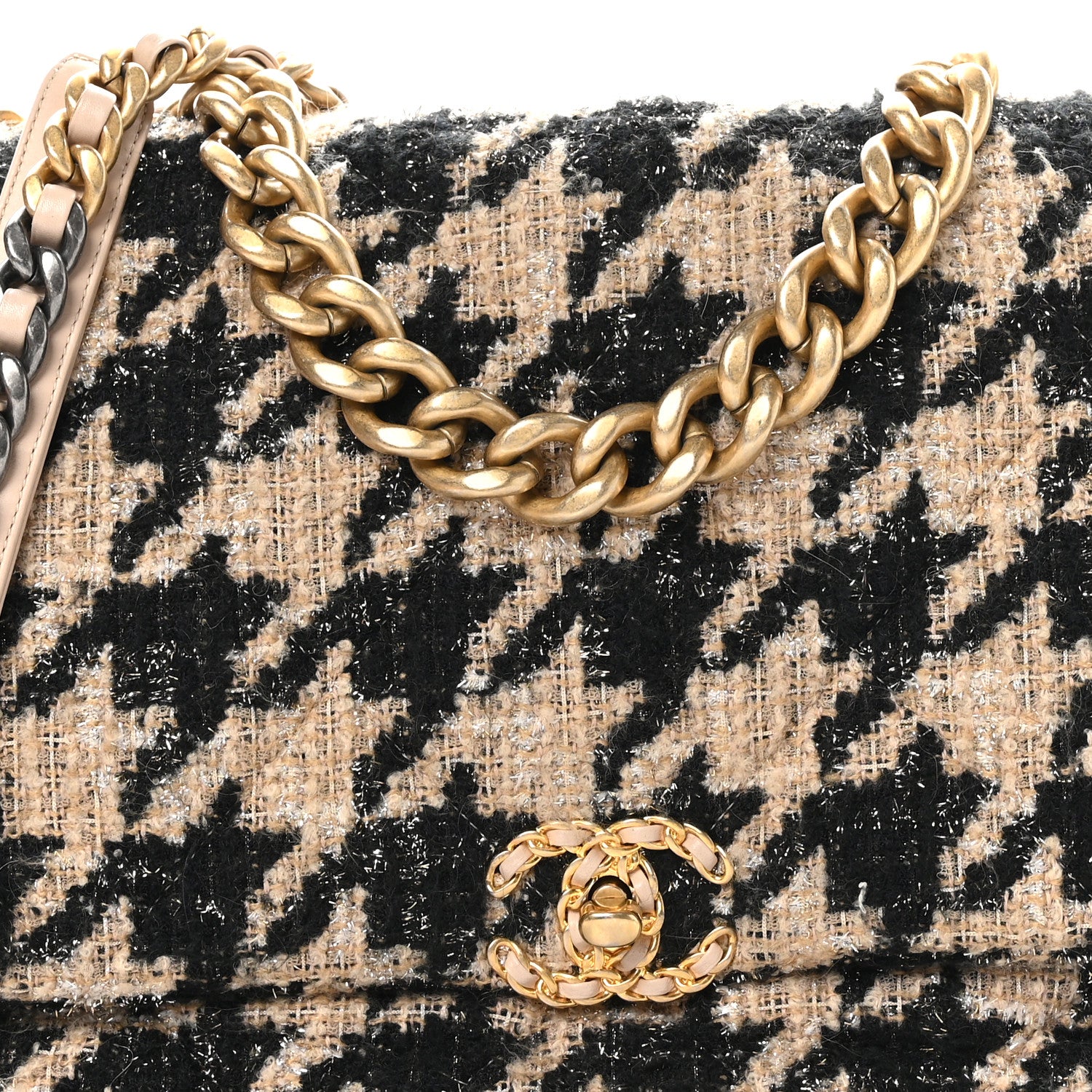Chanel Tweed Maxi Chanel 19 Flap Beige Black 8 of 10