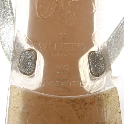 Valentino Garavani PVC Jelly Glitter Rockstud Bow Thong Sandals 39 Argento 7 of 8