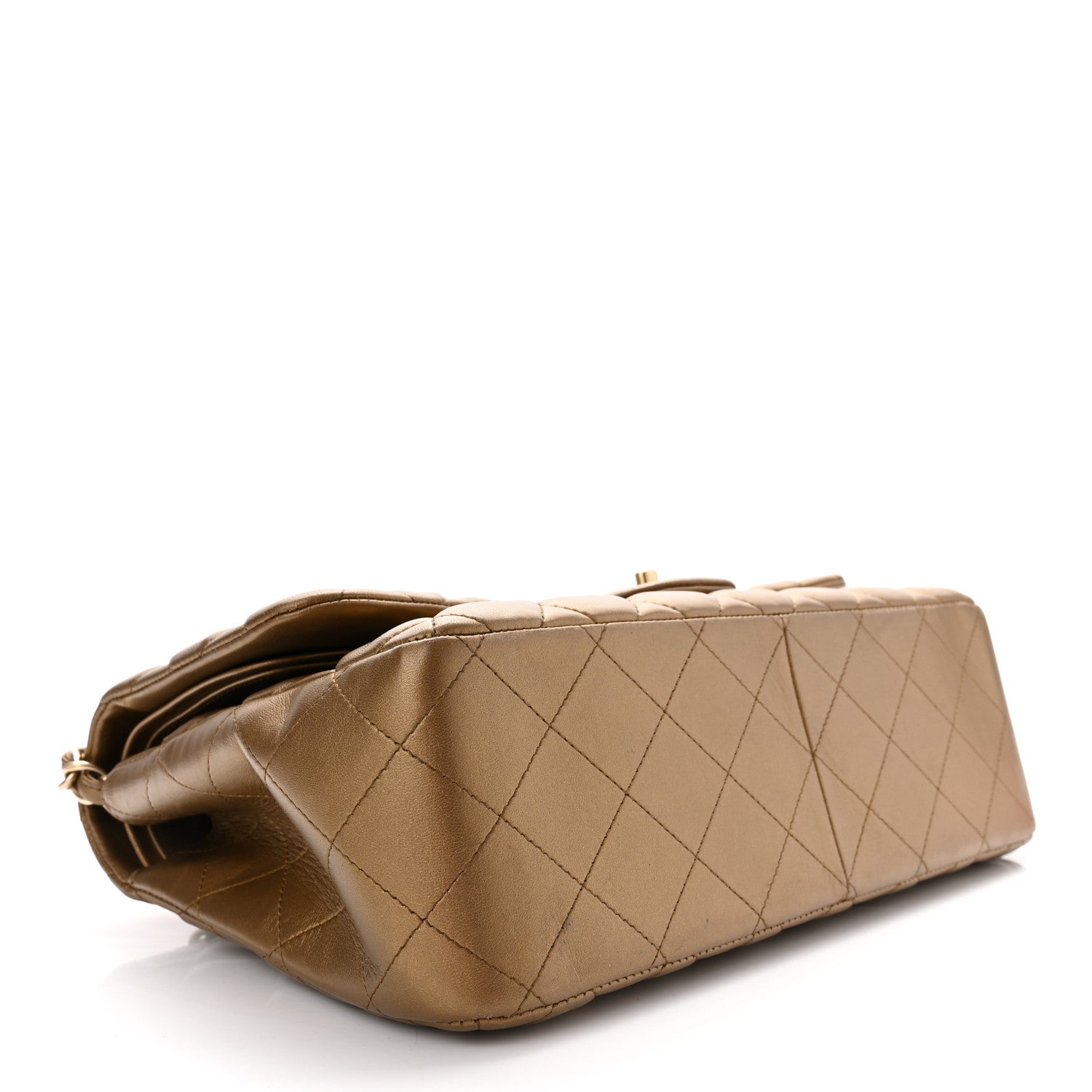 Chanel Metallic Lambskin Quilted Jumbo Double Flap Gold 4 of 10