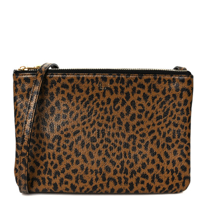 Celine Goatskin Leopard Printed Small Trio Crossbody Bag Brown Black 1 of 12
