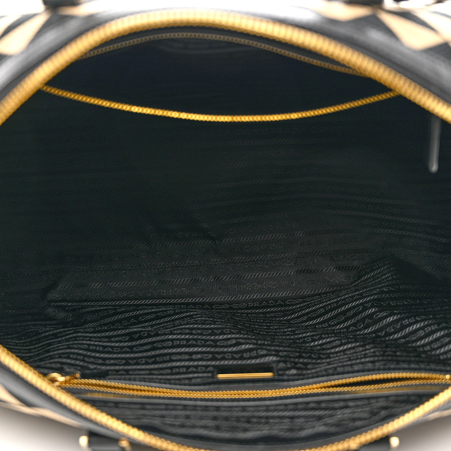 Prada Jacquard Saffiano Triangolo Symbole Embroidered Medium Travel Bag Black Corda 5 of 11