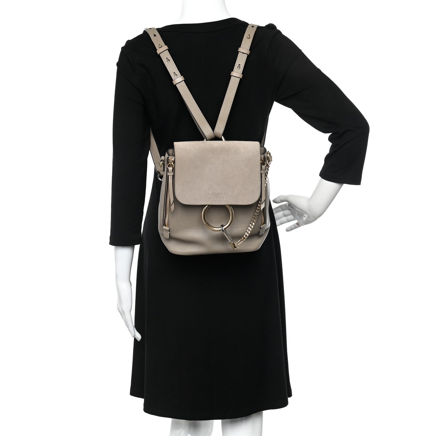 Suede Calfskin Medium Faye Backpack Motty Grey