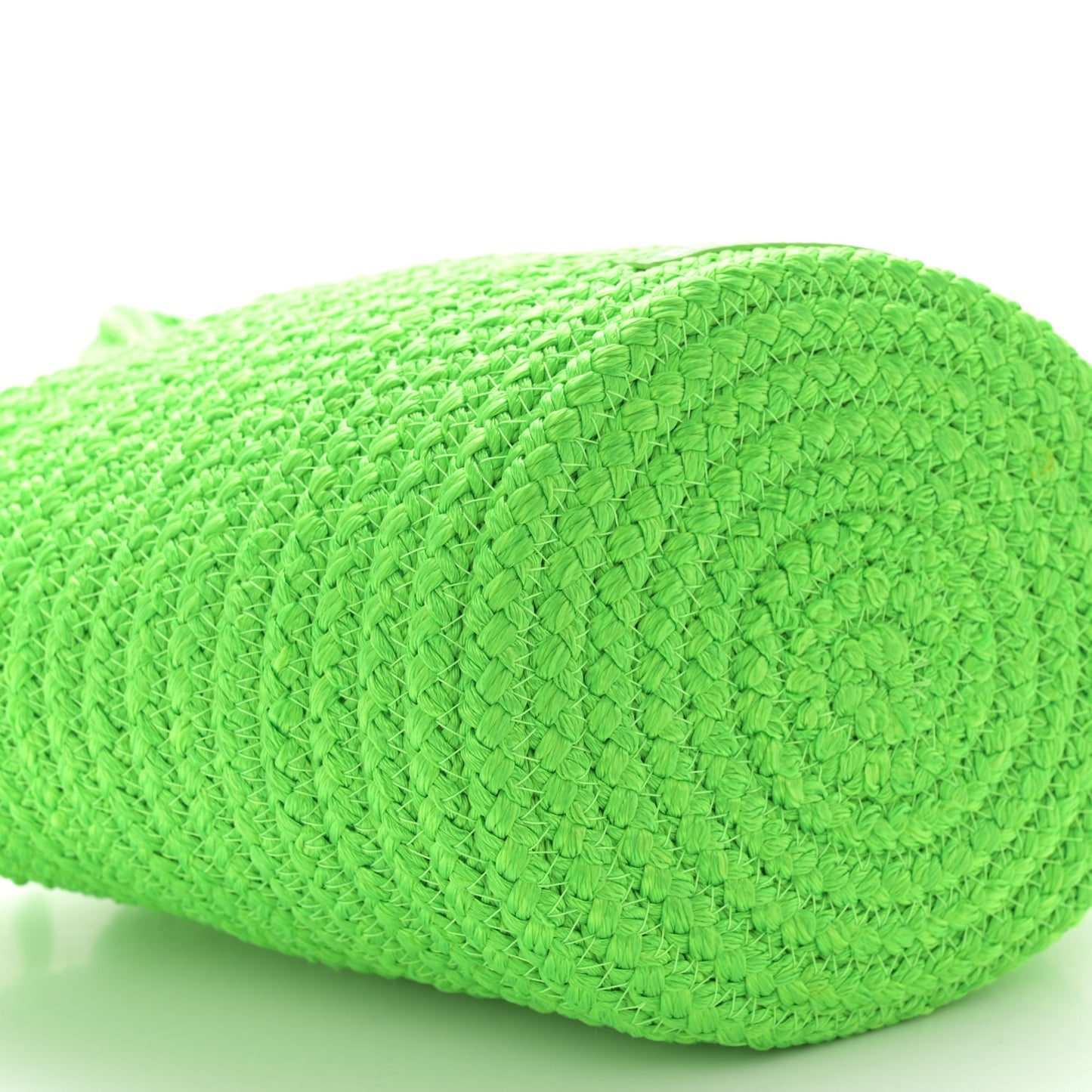 Nylon Lambskin Woven Mini Ibiza Basket With Strap Acid Green