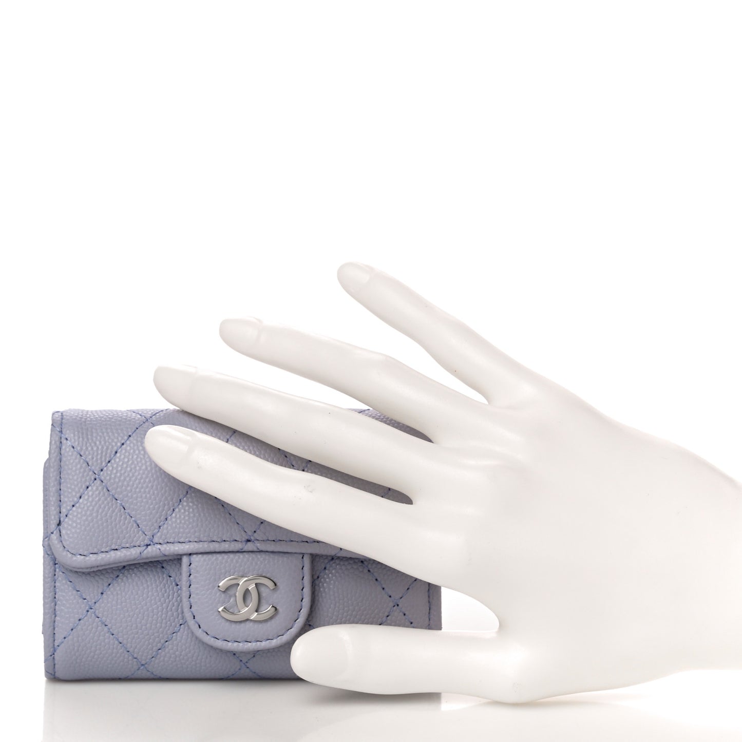 Caviar Quilted Classic 4 Key Holder Wallet Light Purple