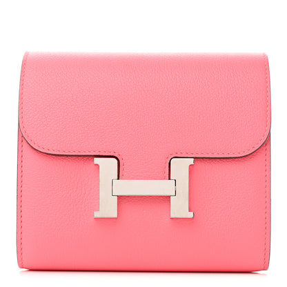 Hermes Evercolor Constance Compact Passant Wallet Rose Azalee 1 of 10