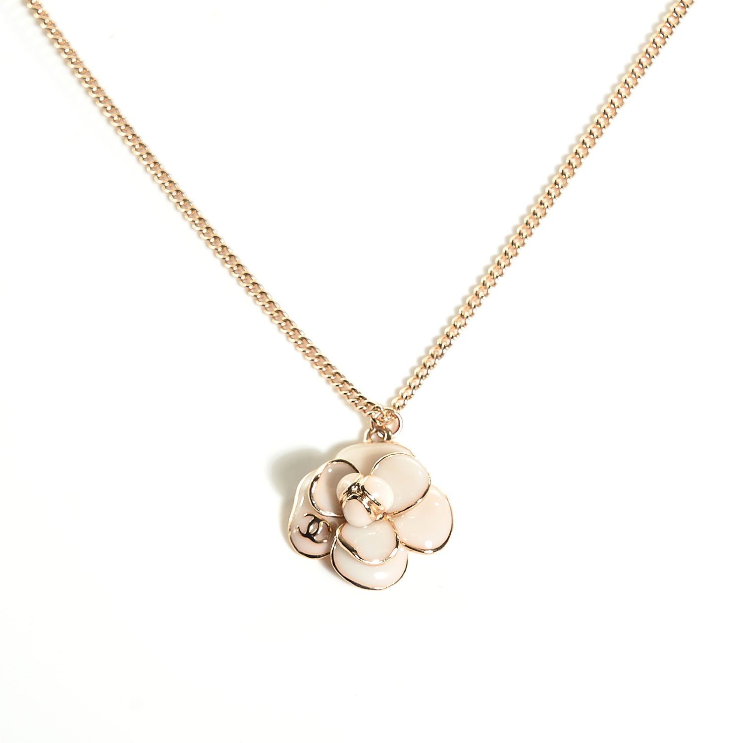 Chanel Enamel CC Camellia Necklace Gold 1 of 4