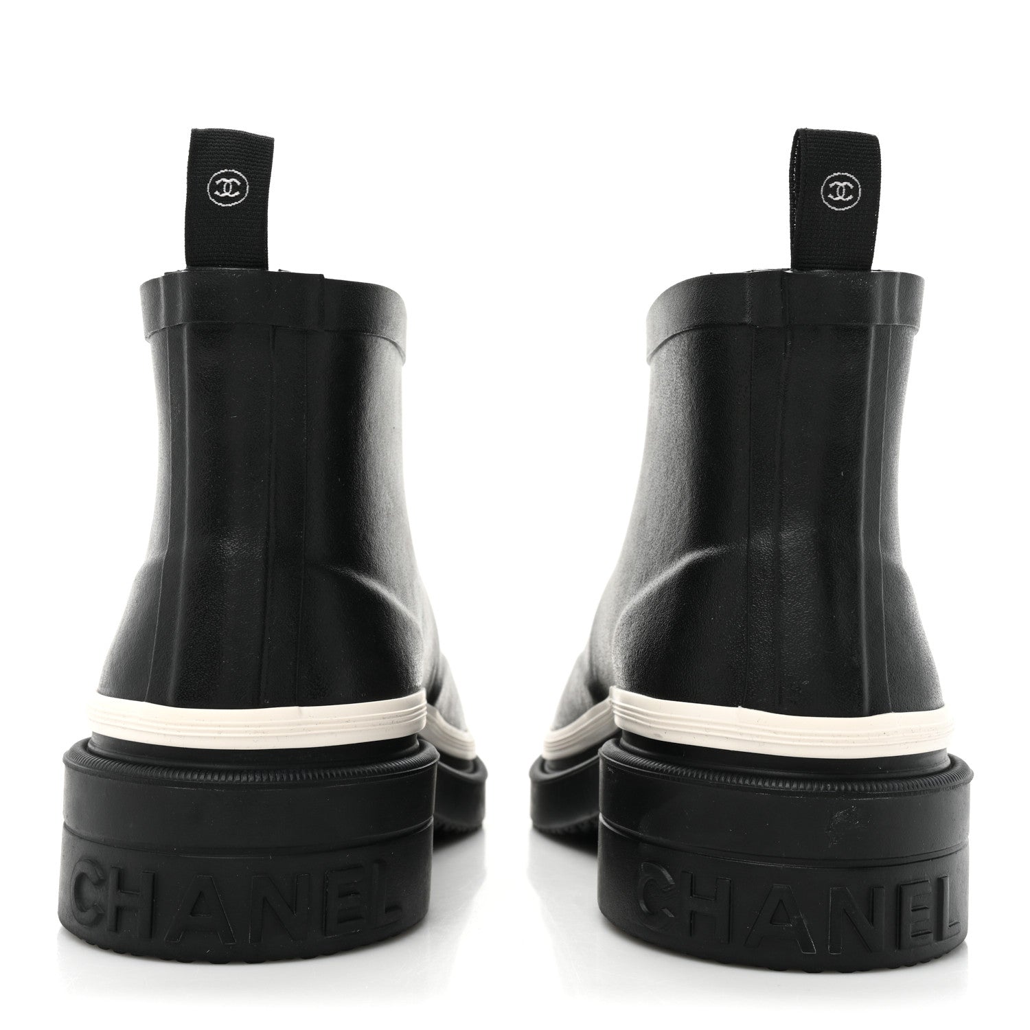 Chanel Rubber CC Short Rain Boots 38 Black 4 of 11